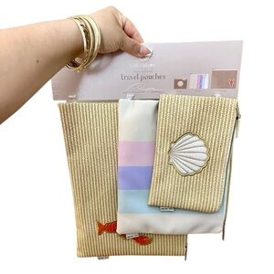 🦋Luxe + Willow travel Beachy theme Pouch Set 
Seashell 🐚 Lobster 🦞 theme